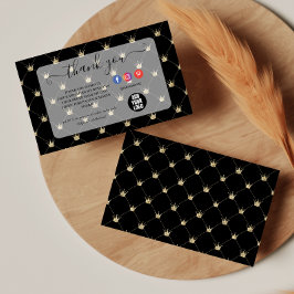 Verfijnde Zwarte Gouden Kroon Lay-out Bedankkaart