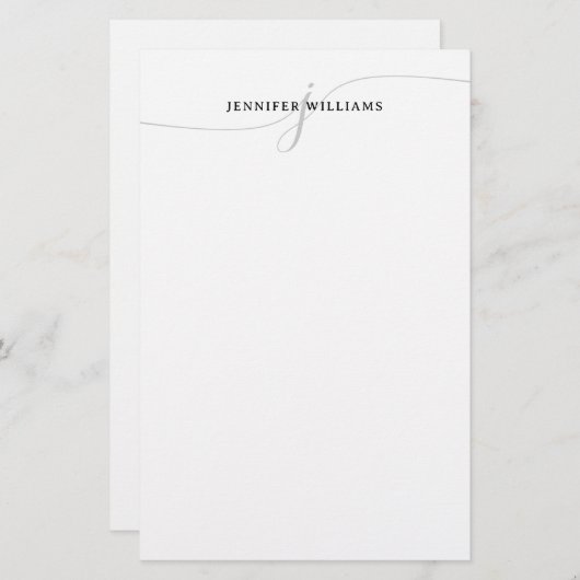 Verfijnde zwarte grijze monogram van Elegant Briefpapier (Voorkant / Achterkant)