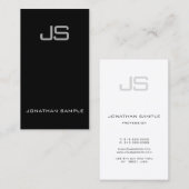 Verfijnde zwarte monogram: uniek zwart visitekaartje (Voorkant / Achterkant)