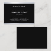 Verfijnde zwarte slam, zilver Modern Trendy Cool Visitekaartje (Voorkant / Achterkant)