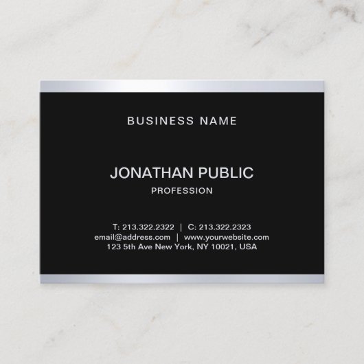 Verfijnde zwarte slam, zilver Modern Trendy Cool Visitekaartje (Voorkant)