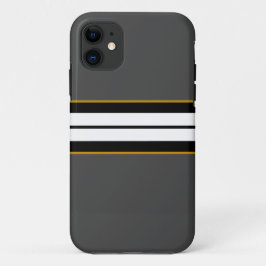 Verfijnde zwarte witte racestrepen op donkergrijs Case-Mate iPhone case