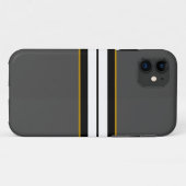 Verfijnde zwarte witte racestrepen op donkergrijs Case-Mate iPhone case (Achterkant (horizontaal))