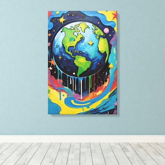 verfinfuus van Planet Earth Canvas Afdruk (Insitu (Houten vloer))