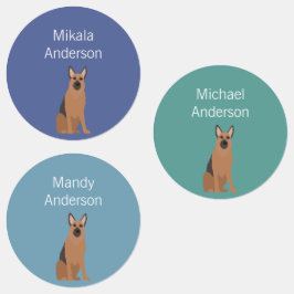 Verfkeurmerk van herdershond labels