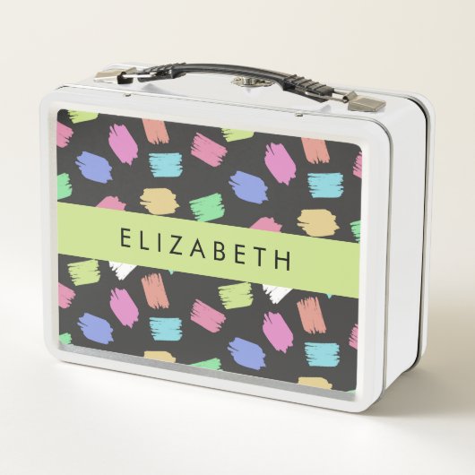 verfkwast, kleurrijke penseelstreken, Jouw naam (Achterkant)