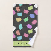 verfkwast, kleurrijke penseelstreken, Jouw naam Bad Handdoek (Handdoek)