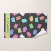 verfkwast, kleurrijke penseelstreken, Jouw naam Bad Handdoek (Handdoek)