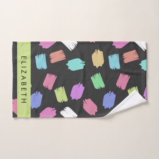 verfkwast, kleurrijke penseelstreken, Jouw naam Bad Handdoek (Handdoek)