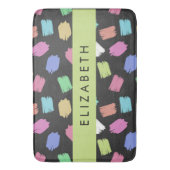 verfkwast, kleurrijke penseelstreken, Jouw naam Badmat (Voorkant Verticaal)