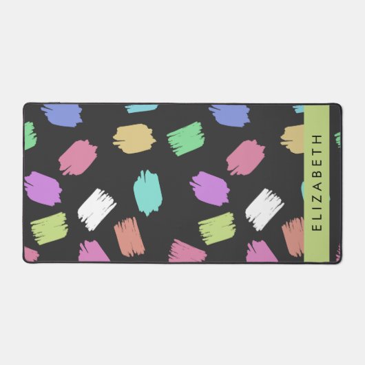 verfkwast, kleurrijke penseelstreken, Jouw naam Bureaumat (Voorkant)