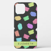 verfkwast, kleurrijke penseelstreken, Jouw naam Case-Mate iPhone Case (Achterkant)