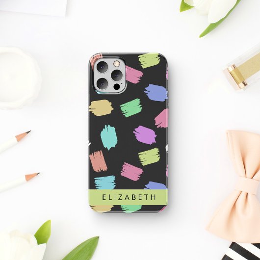 verfkwast, kleurrijke penseelstreken, Jouw naam Case-Mate iPhone Case