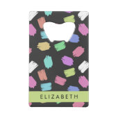 verfkwast, kleurrijke penseelstreken, Jouw naam Creditkaart Flessenopener (Voorkant)