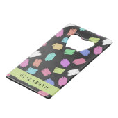 verfkwast, kleurrijke penseelstreken, Jouw naam Creditkaart Flessenopener (Voorkant Gekanteld)