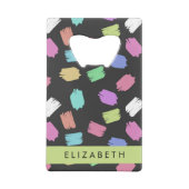 verfkwast, kleurrijke penseelstreken, Jouw naam Creditkaart Flessenopener (Achterkant)