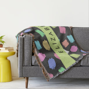 verfkwast, kleurrijke penseelstreken, Jouw naam Deken