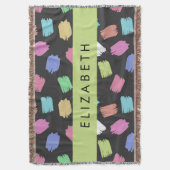 verfkwast, kleurrijke penseelstreken, Jouw naam Deken (Voorkant Verticaal)