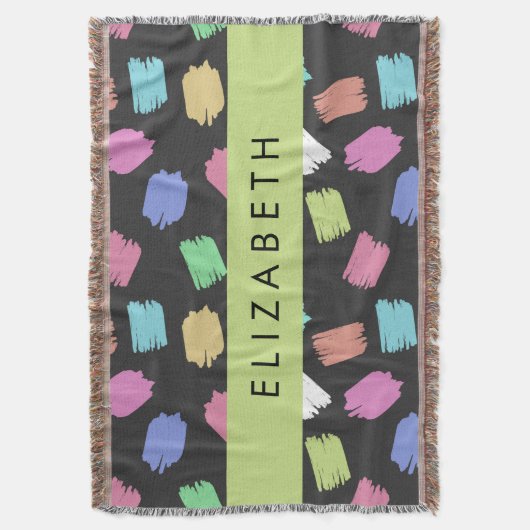 verfkwast, kleurrijke penseelstreken, Jouw naam Deken (Voorkant Verticaal)