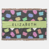 verfkwast, kleurrijke penseelstreken, Jouw naam Deken (Voorkant)