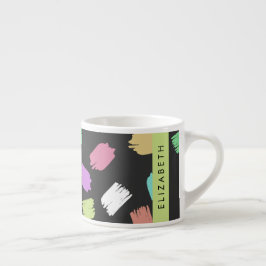 verfkwast, kleurrijke penseelstreken, Jouw naam Espresso Kop