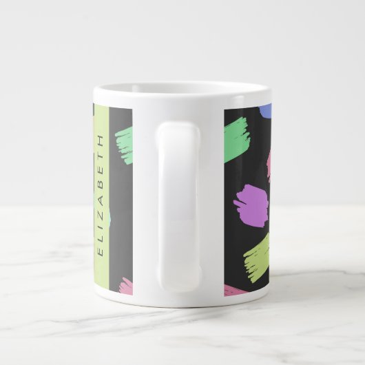 verfkwast, kleurrijke penseelstreken, Jouw naam Grote Koffiekop (Achterkant)