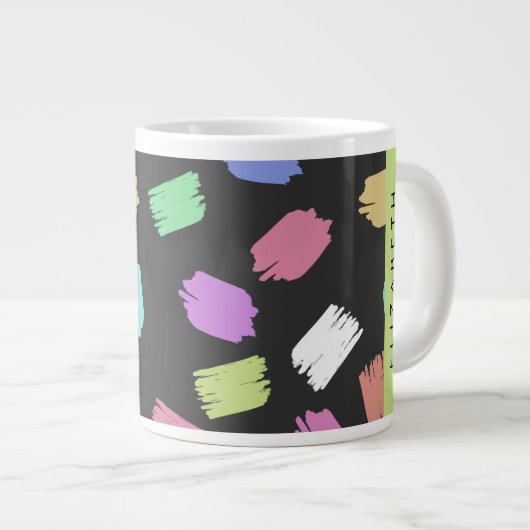 verfkwast, kleurrijke penseelstreken, Jouw naam Grote Koffiekop (Voorkant rechts)