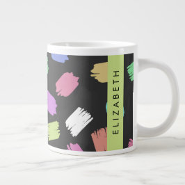verfkwast, kleurrijke penseelstreken, Jouw naam Grote Koffiekop