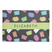 verfkwast, kleurrijke penseelstreken, Jouw naam Kussensloop (Achterkant)