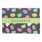 verfkwast, kleurrijke penseelstreken, Jouw naam Kussensloop (Voorkant)