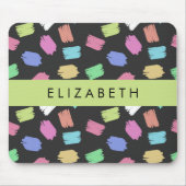 verfkwast, kleurrijke penseelstreken, Jouw naam Muismat (Voorkant)