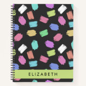 verfkwast, kleurrijke penseelstreken, Jouw naam Notitieboek (Voorkant)