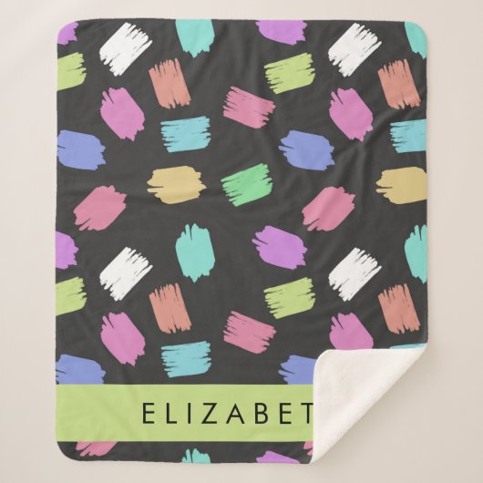verfkwast, kleurrijke penseelstreken, Jouw naam Sherpa Deken (Voorkant)
