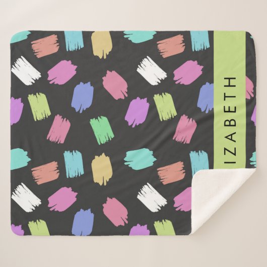 verfkwast, kleurrijke penseelstreken, Jouw naam Sherpa Deken (Voorkant (horizontaal))