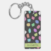 verfkwast, kleurrijke penseelstreken, Jouw naam Sleutelhanger (Voorkant Links)