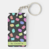 verfkwast, kleurrijke penseelstreken, Jouw naam Sleutelhanger (achterkant)