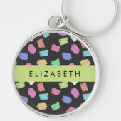 verfkwast, kleurrijke penseelstreken, Jouw naam Sleutelhanger (Voorkant)