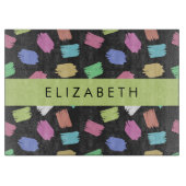 verfkwast, kleurrijke penseelstreken, Jouw naam Snijplank (Voorkant)