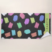 verfkwast, kleurrijke penseelstreken, Jouw naam Strandlaken (Voorkant)