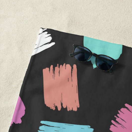 verfkwast, kleurrijke penseelstreken, Jouw naam Strandlaken (In situ)