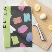 verfkwast, kleurrijke penseelstreken, Jouw naam Theedoek (Quarter Fold)