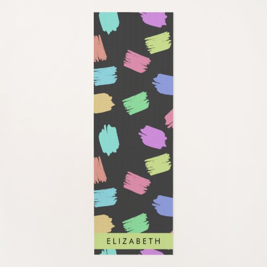 verfkwast, kleurrijke penseelstreken, Jouw naam Yogamat (Voorkant)