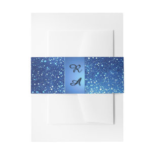 Verfmonster blauwe glitter met schitterende glans uitnodigingen wikkel