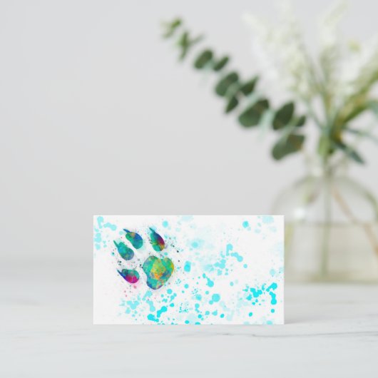 verfontwerp voor waterverf met rode hond visitekaartje (Staand voorkant)