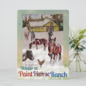 verfpaard, kunstenaarspallet, winter feestdagenkaart (Staand voorkant)