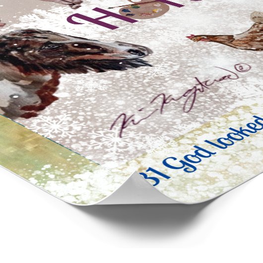 verfpaard, winterscène poster (Hoek)