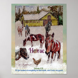 verfpaard, winterscène poster