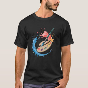 Verfpalet en kwasten Kunstleraar Kunstenaar Verf T-shirt