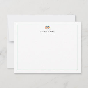 Verfpalet groene rand gepersonaliseerd schrijfpapi notitiekaartje