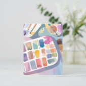 Verfpalet |  kunst kleurrijke Waterverf Briefkaart (Staand voorkant)